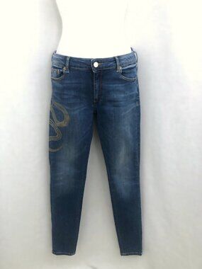 Roberto Cavalli Snake Graphic Skinny Jeans Size 40  Women's 4-6